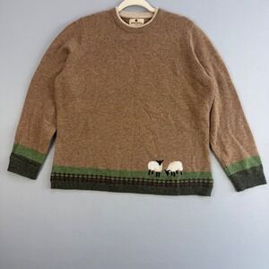 Vintage Woolrich Lambswool Sheep Sweater Novelty Landscape Intarsia Womens XL